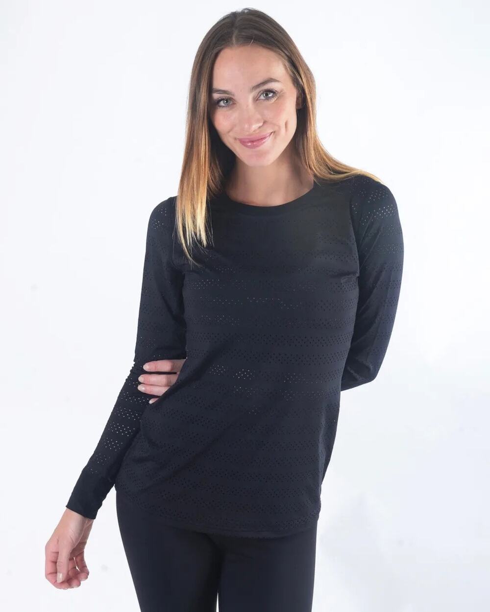 Zyia Chill Long Sleeve T Shirt Top Base Layer Perforated Athleisure Women XL new